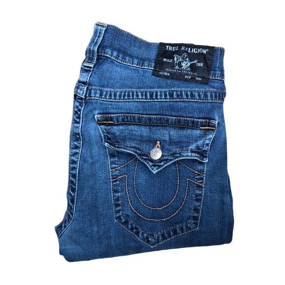 TRUE Religion Jeans Size 34 RICKY FLAP T Blue - Picture 1 of 11